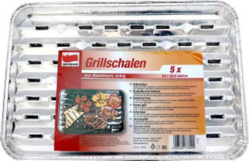 5 Stück Alu Grillschale, Grillpfanne 34x22cm