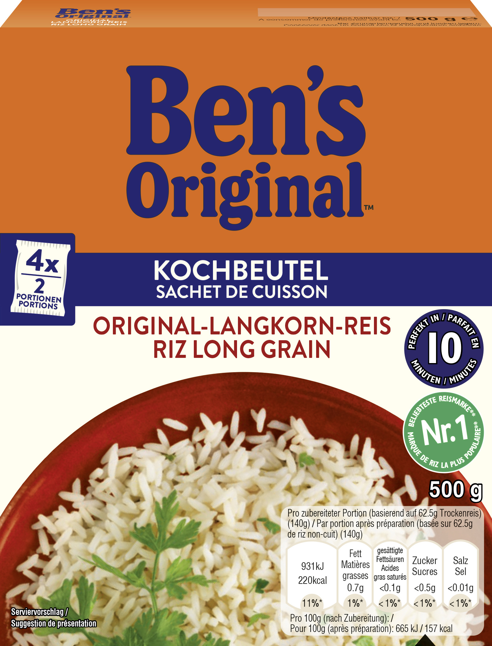 Ben`s Originaln-Langkorn Reis im Kochbeutel 500g