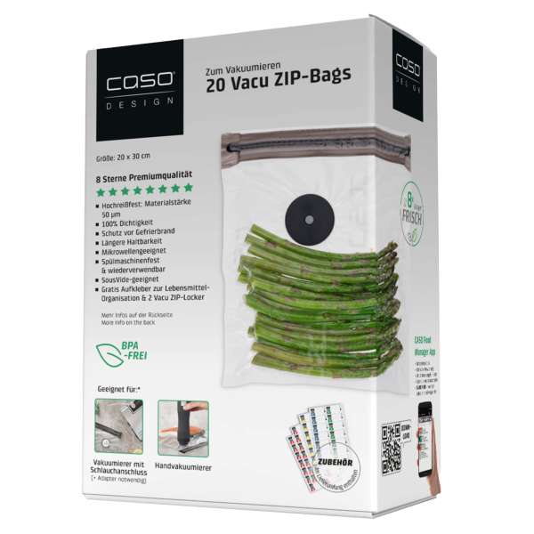Caso Vakuum ZIP-Beutel 20x23 cm 20 Stück – Bild 3