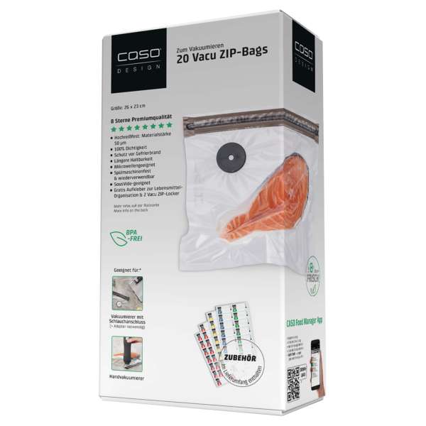 Caso Vakuum ZIP-Beutel 26x23 cm 20 Stück – Bild 3