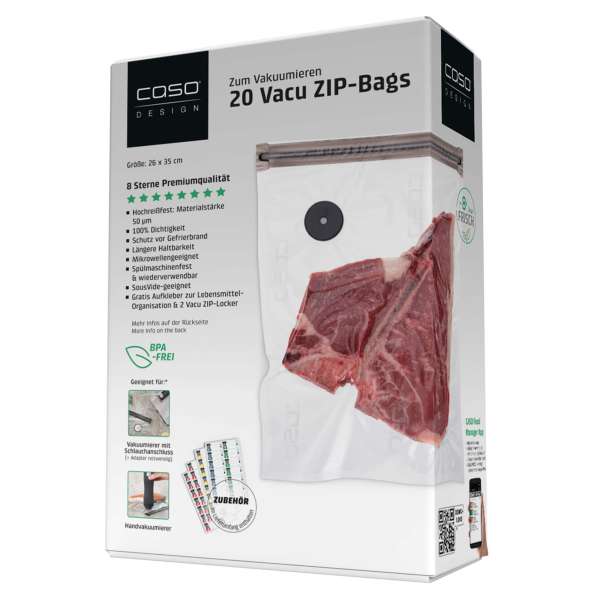 Caso Vakuum ZIP-Beutel 26x35 cm 20 Stück – Bild 3