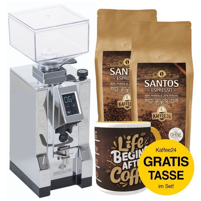 Eureka Kaffeemühle + 2x KaffeeBomb SANTOS ESPRESSO + GRATIS Tasse im Set