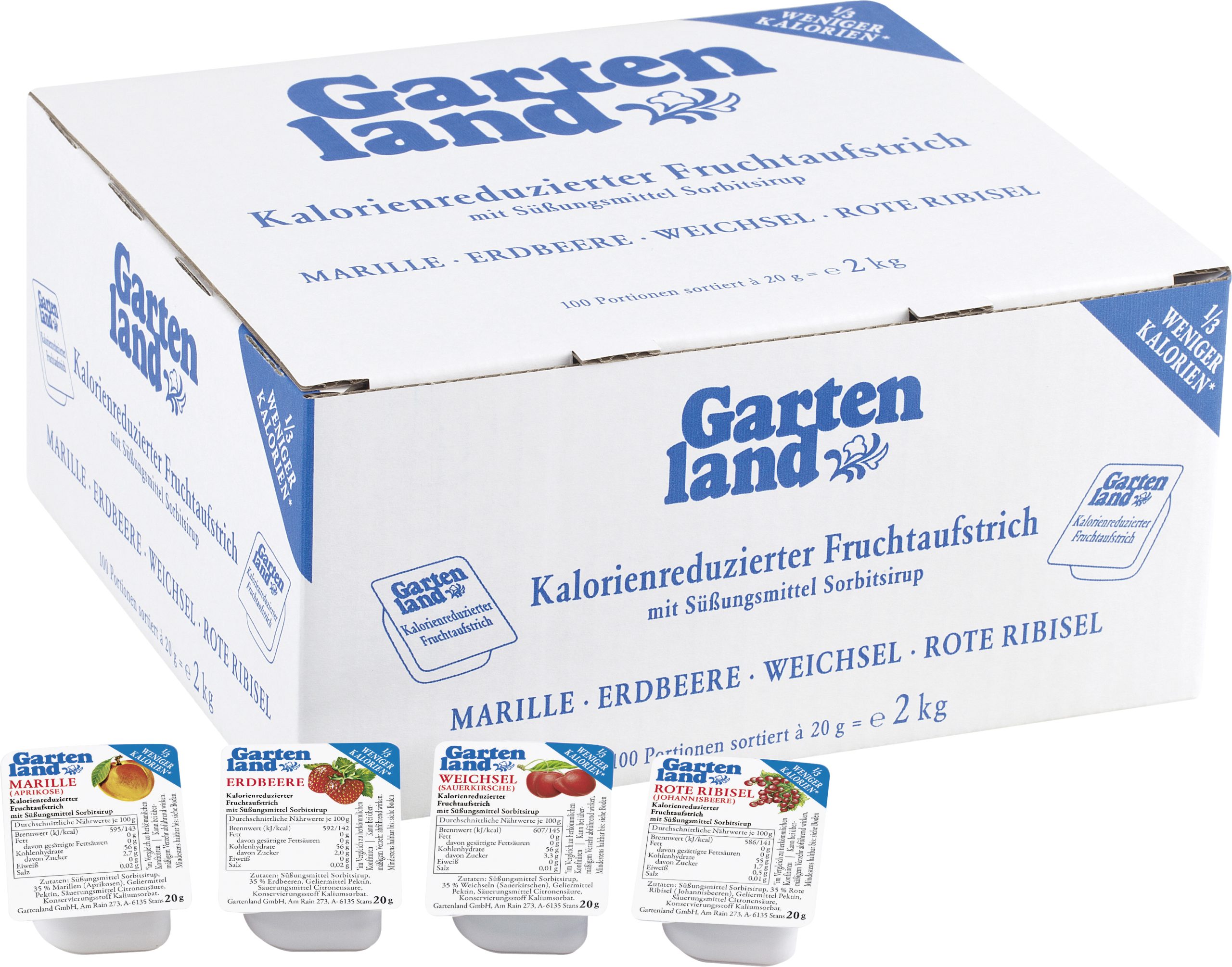 Gartenland Kalorienreduzierte Portionen 4-fach sortiert 100x20g