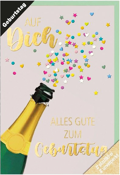 Grußkarte Geburtstag - Auf Dich - Sekt