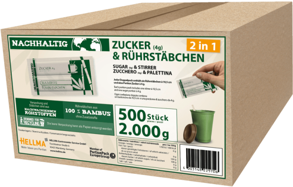 Hellma Zucker & Rührstäbchen 2in1 nachhaltig 500 Stück – Bild 2
