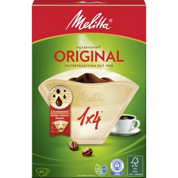 Melitta Filtertüten 1x4 braun 40 Stück