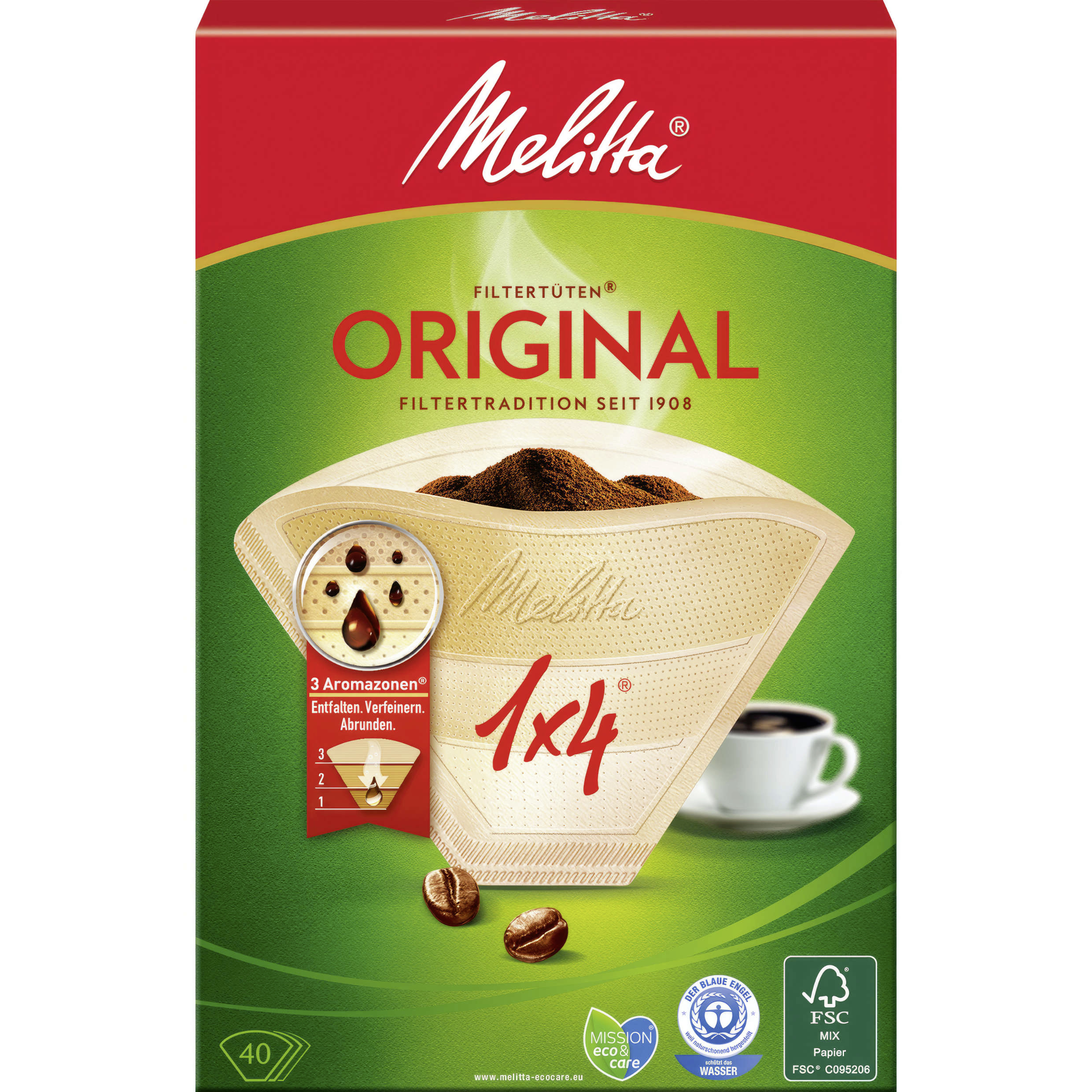 Melitta Filtertüten 1x4 braun 40 Stück