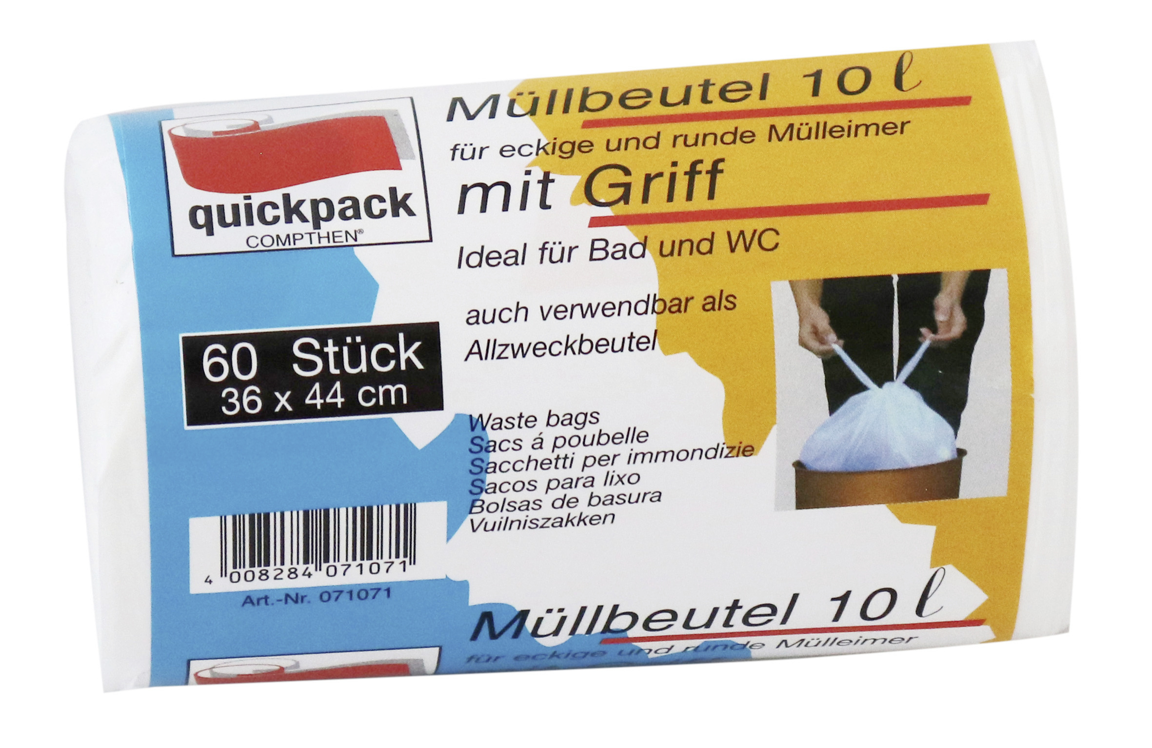 Müllbeutel 60 Stück, 10 Liter mit Griff, Abfallsack, Abfallbeutel