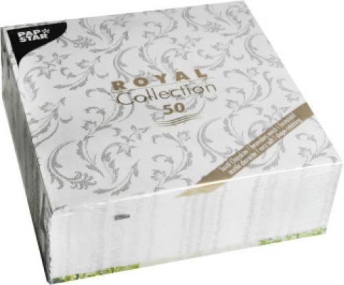 Papstar Servietten 40cm 1/4 Falz Royal Damascato grau 50 Stk.