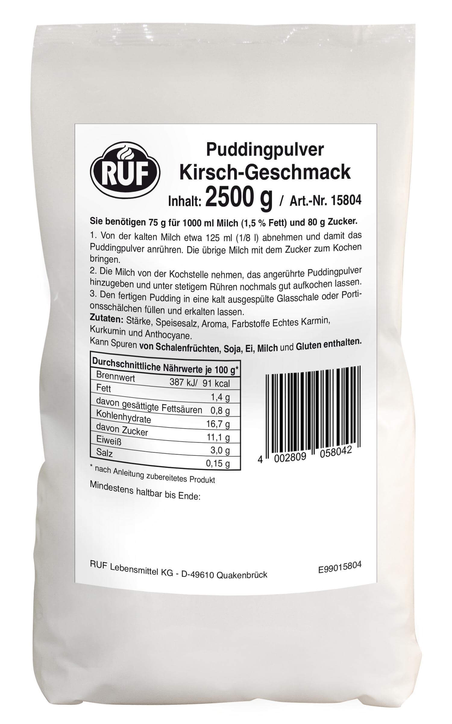 Ruf Puddingpulver Kirschgeschmack Beutel 2,5kg