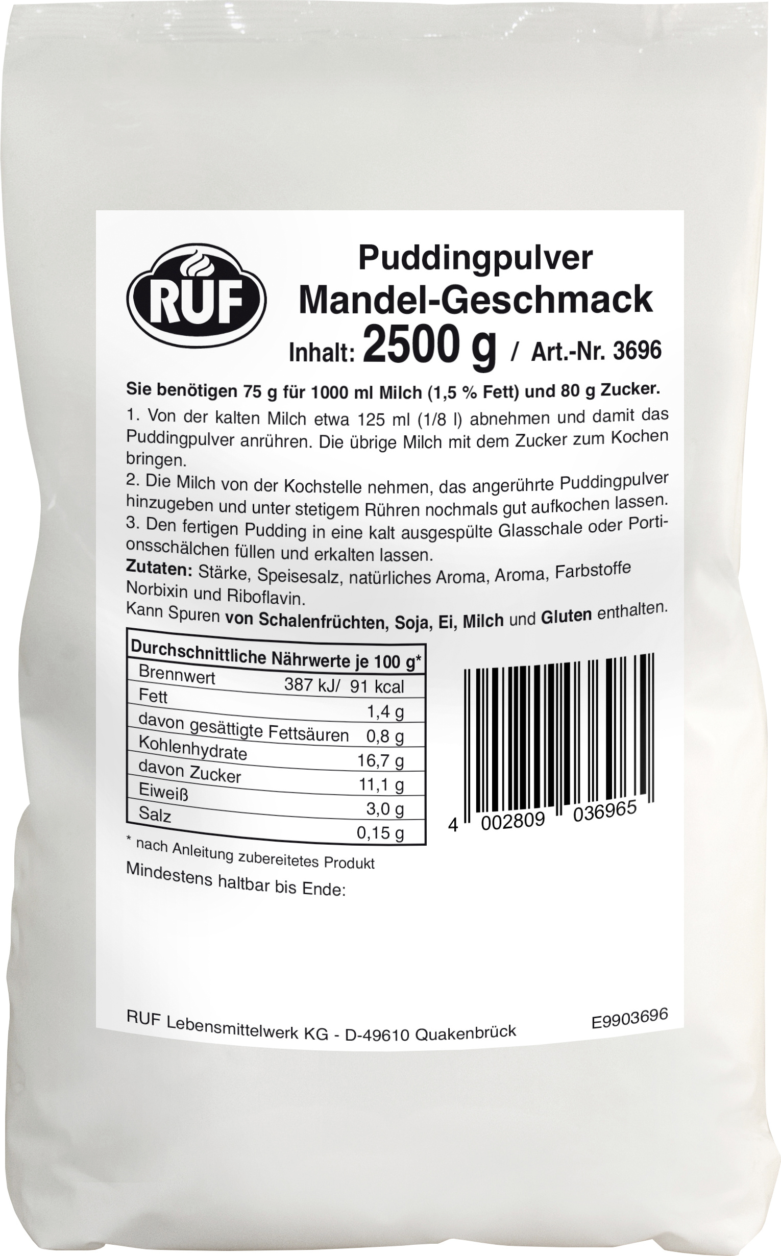 Ruf Puddingpulver Mandel Beutel 2,5kg