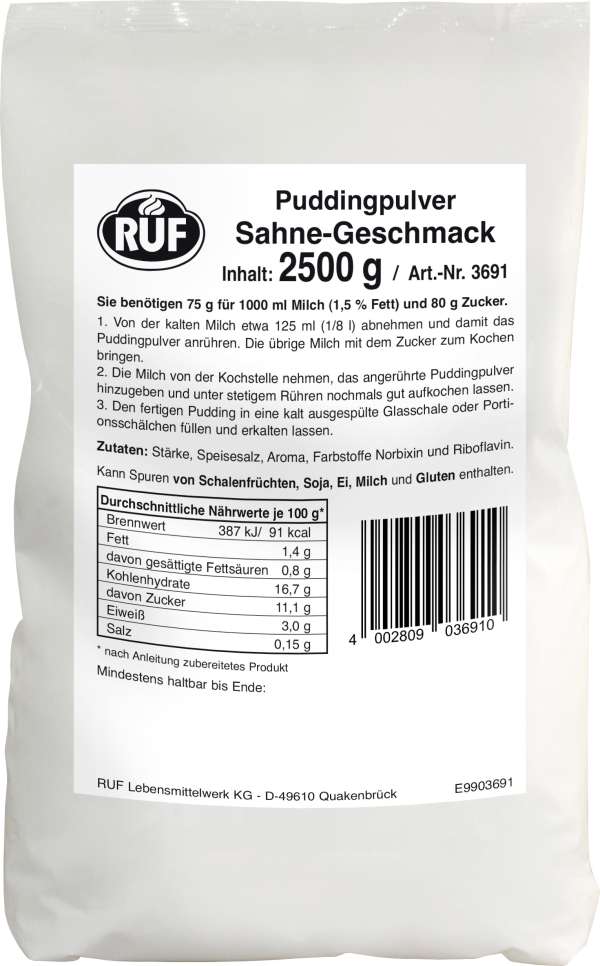 Ruf Puddingpulver Sahne Beutel 2,5kg