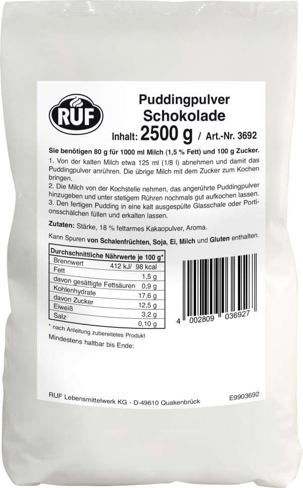 Ruf Puddingpulver Schokolade Beutel 2,5kg