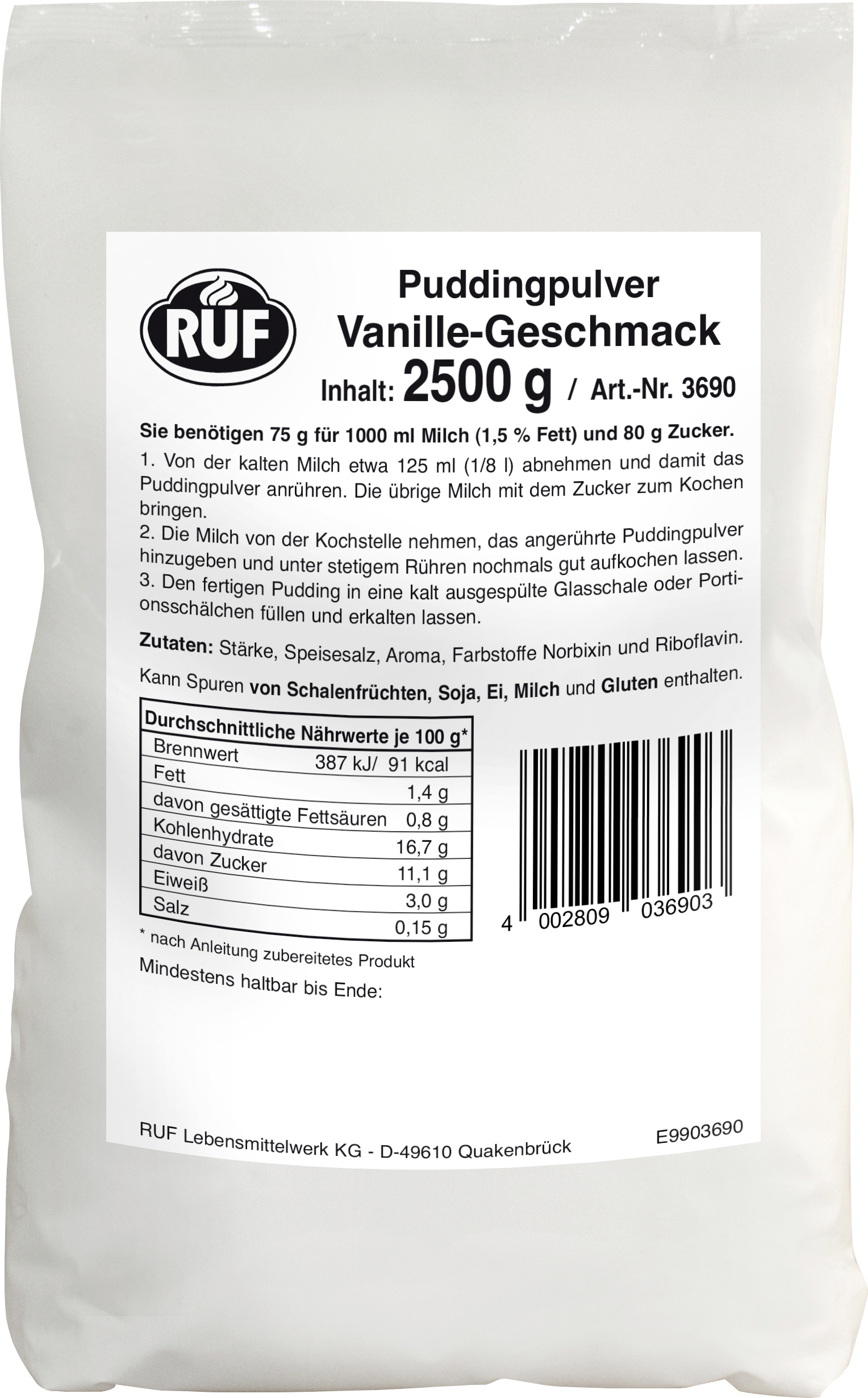 Ruf Puddingpulver Vanille 2,5kg