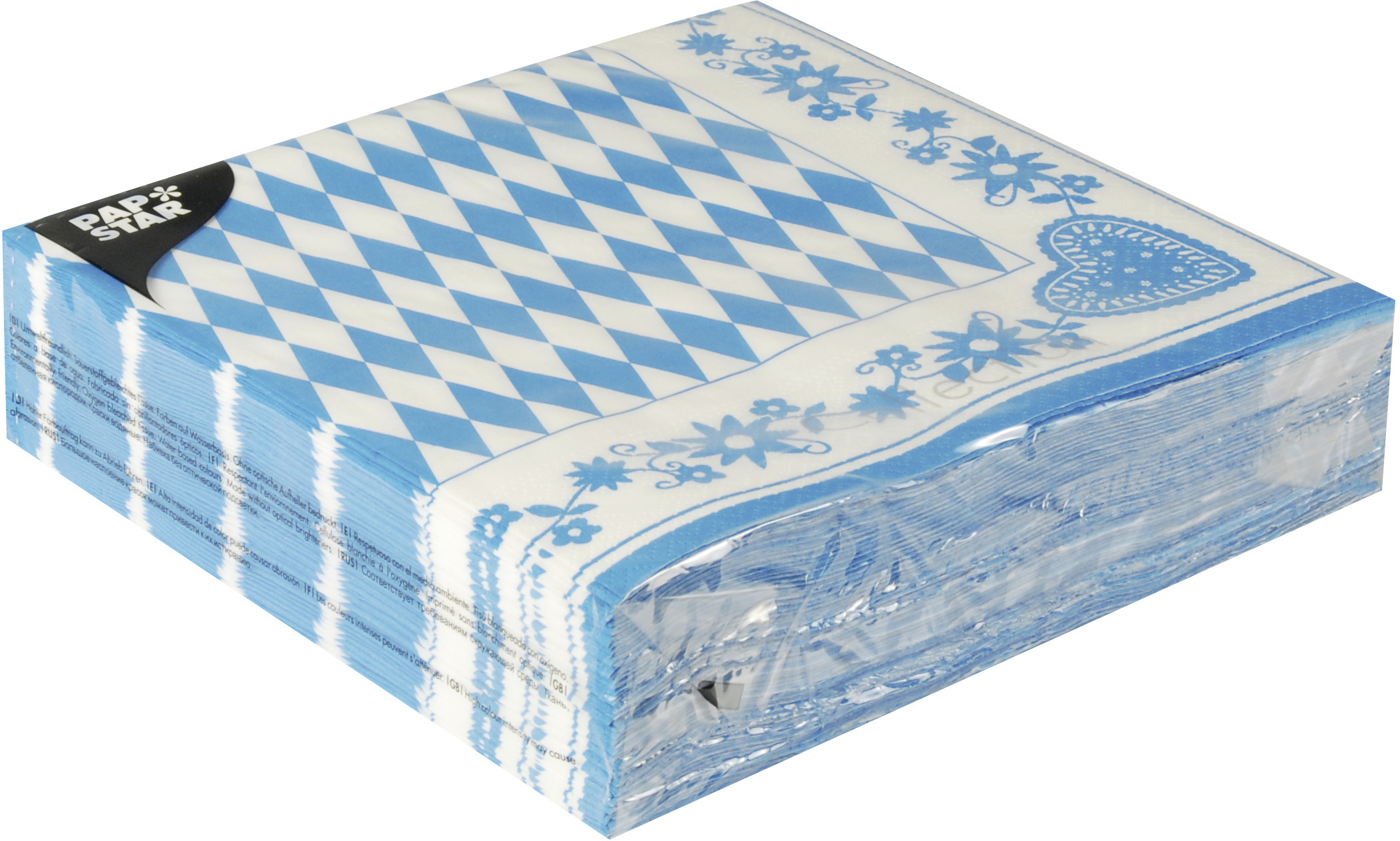 Servietten 50 Stück, 3-lagig 1/4-Falz 40x40cm """"""""Bayrisch Blau""""""""