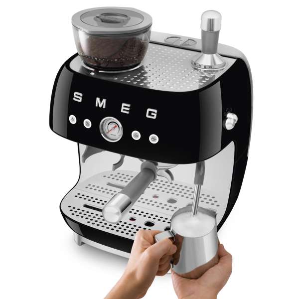 SMEG Espressomaschine mit Mahlwerk EGF03BLEU schwarz – Bild 4