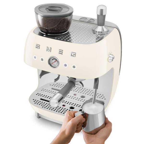 SMEG Espressomaschine mit Mahlwerk EGF03CREU creme – Bild 4