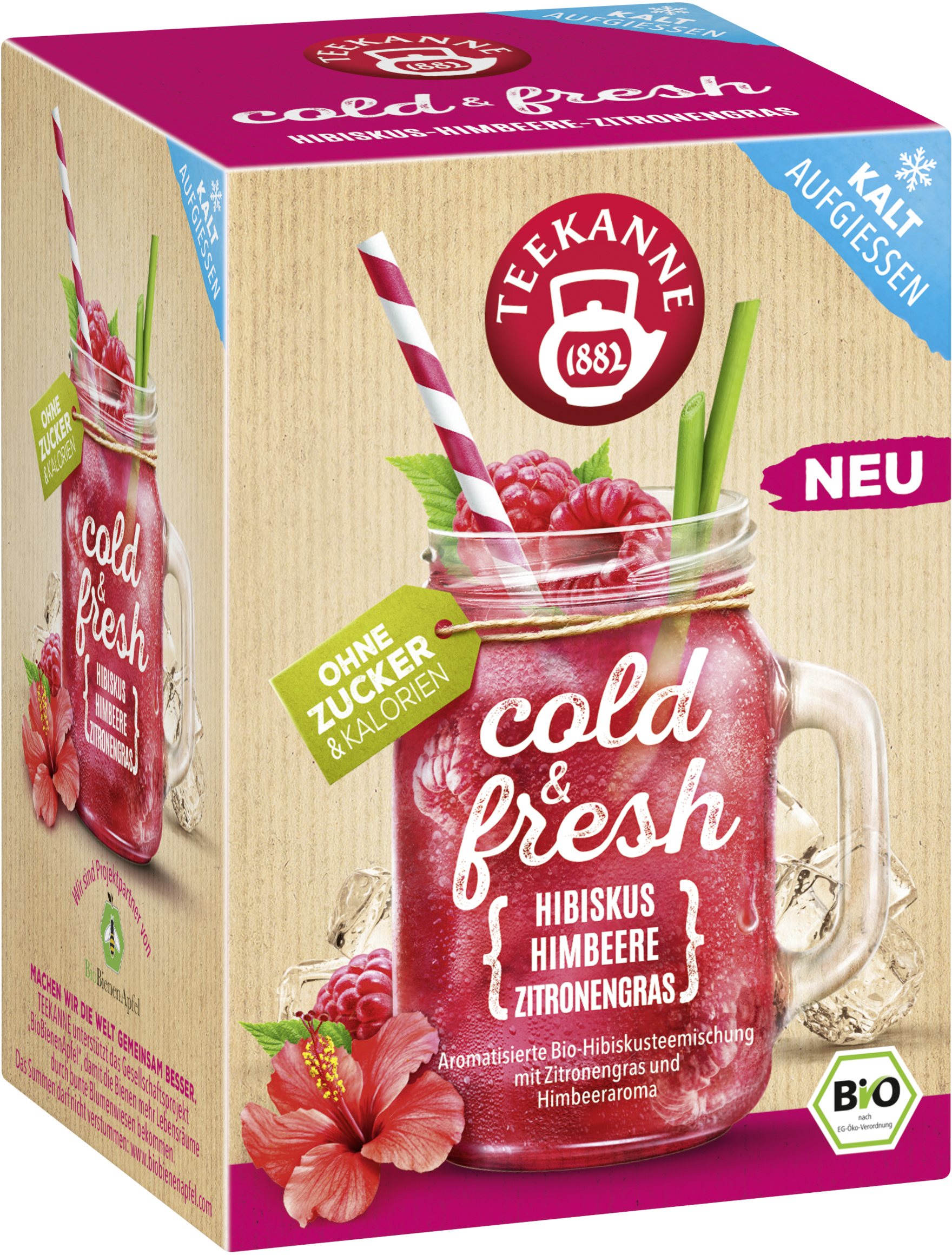 Teekanne BIO cold&fresh Hibiskus-Himbeere-Zitronengras 15 x 2,75 g