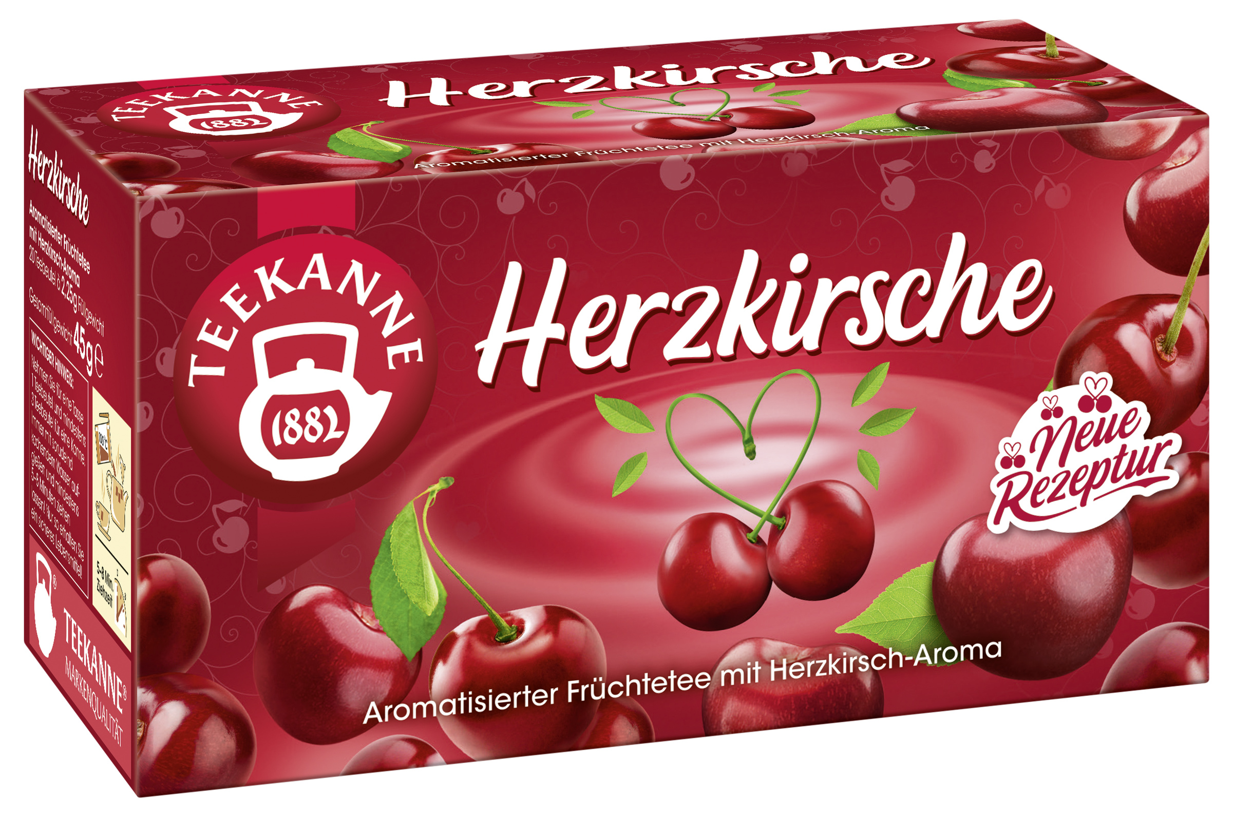 Teekanne Herzkirsche Früchtetee 20x3g