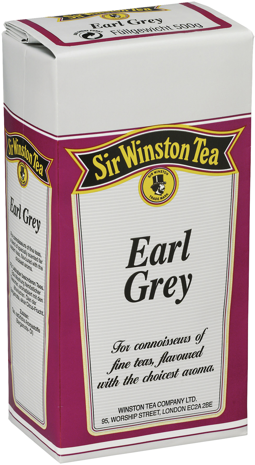 Teekanne Sir Winston Tea Earl Grey Schwarztee lose 500g