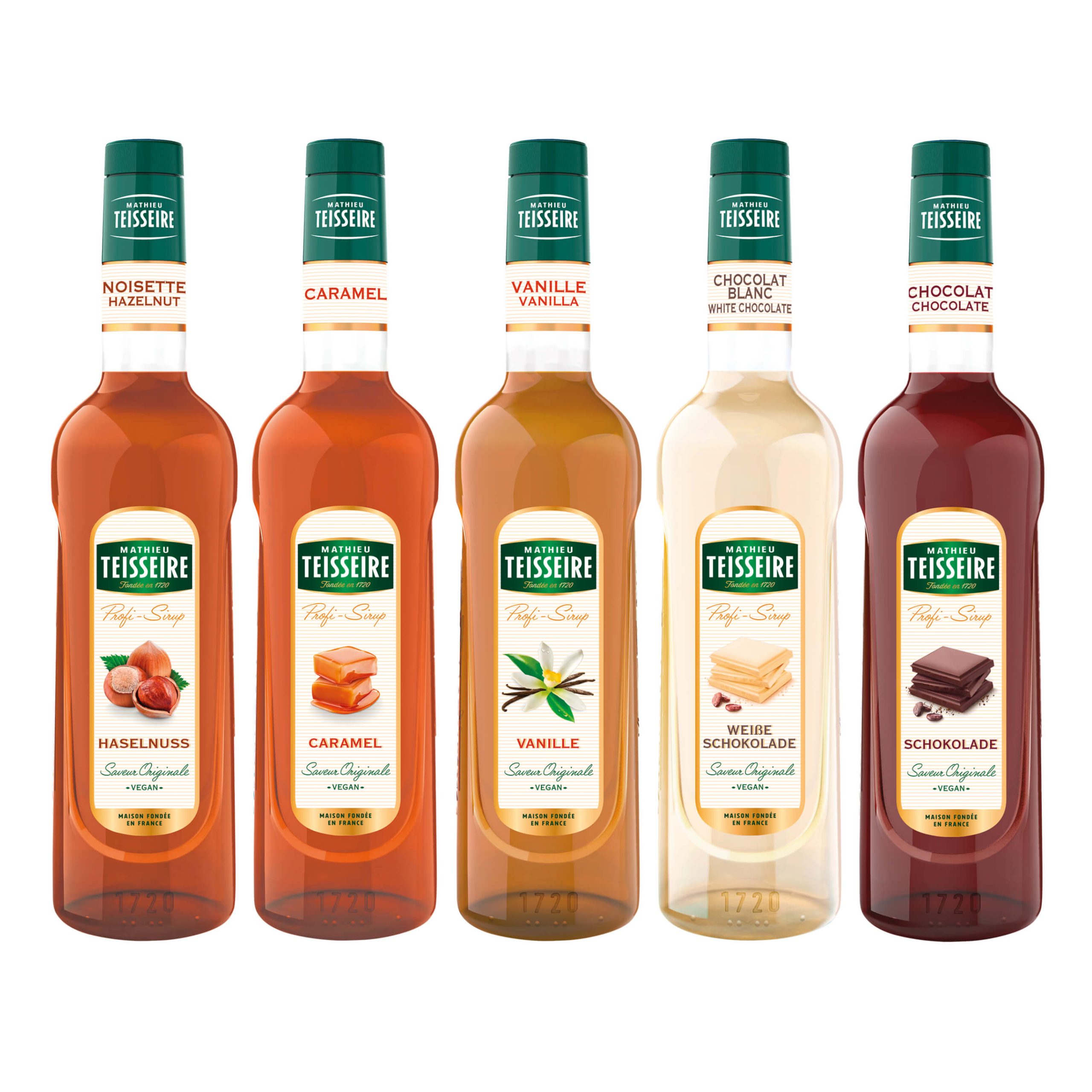 Teisseire Café-Set 5 Sirupe + 5 Dosierpumpen + Rezeptheft