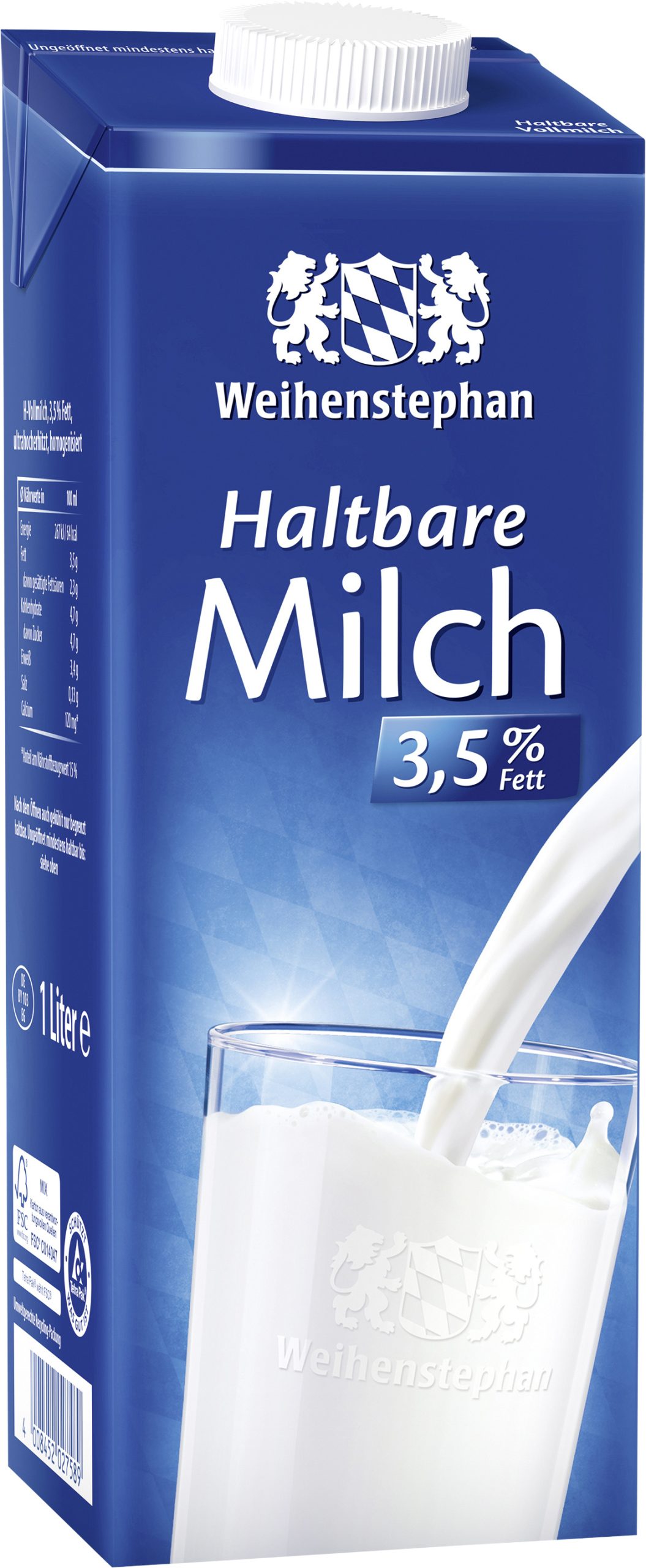 Weihenstephan Haltbare Milch 3,5 % Fett, 1l