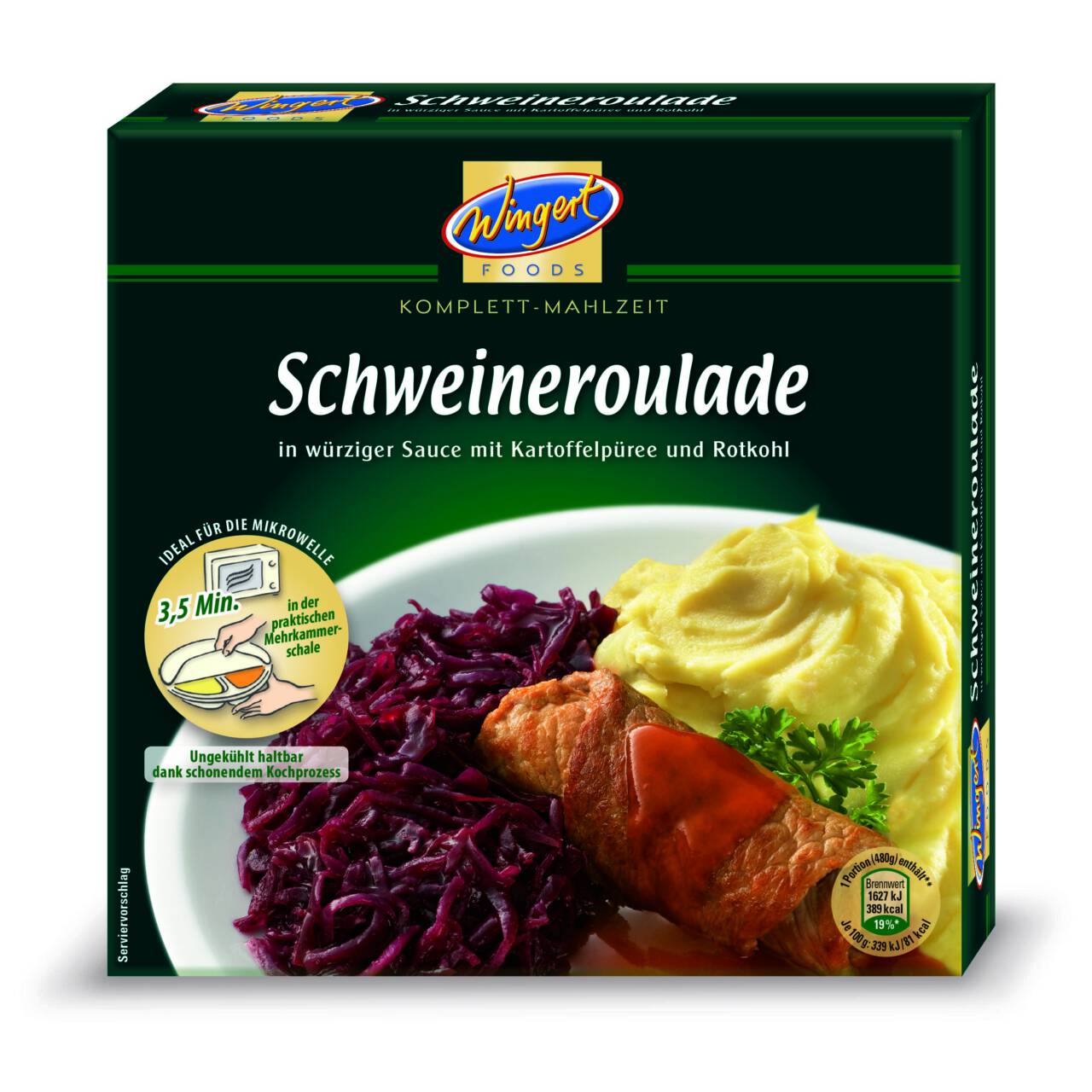 Wingert Schweineroulade mit Apfelrotkohl und Kartoffelpüree